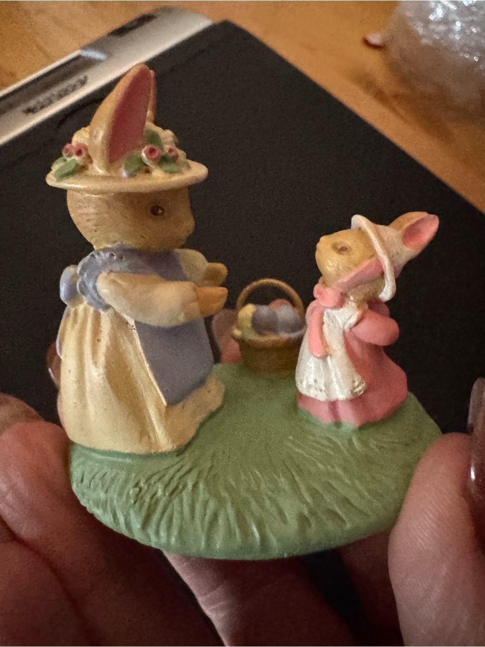 Vintage Sunday Best Forest Friends Pastel Bunny Figurine Pair.